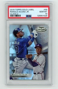 PSA 10 Ronald Acuna Jr 2018 Topps Gold Label Class 2 #99 RC Atlanta Braves GEM - Picture 1 of 2