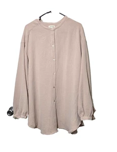 Max Studio Blouse 3X Tan Button Up Long Sleeve Classic Business Casual Ruffles - Picture 1 of 14
