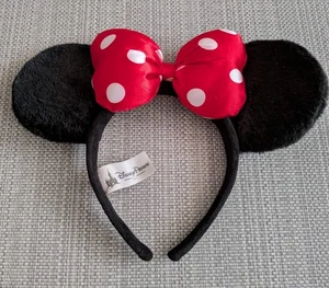 Disneyland París Parques Disney Orejas de Minnie Mouse Negro Blanco y Rojo Lunares - Imagen 1 de 2