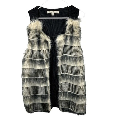 Indigo Saints 人造毛皮针织毛衣背心,尺寸 L — 第 1/4 张图片