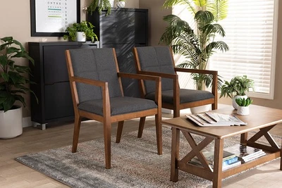 Juego de 2 sillas Miren gris oscuro y efecto nogal Foto 1 de 4