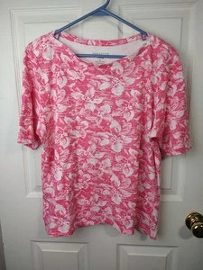 Charter Club Mujer XL Lujo Cuello Barco Rosa Blanco Floral Pullover Camiseta Vacaciones - Imagen 1 de 6