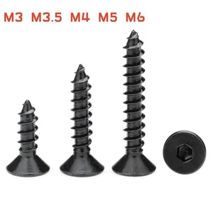 M3 M3.5 M4 M5 M6 Countersunk Head Self Tapping Wood Screw Hex Key Grade8.8 Steel - Picture 1 of 7