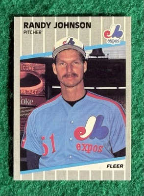 1989 Fleer #381 Randy Johnson Marlboro Ad Green Tint Error Baseball Card RC HOF - Image 1 of 4