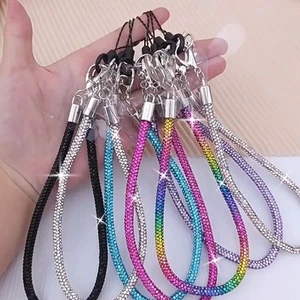 Bright Rhinestone Phone Lanyard Keychain Hanging Cord  Phone Accessories - Photo 1 sur 22