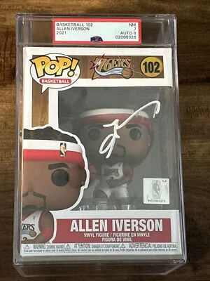 Allen Iverson Signed 76ers Funko Pop #102 PSA 7/8 Encapsulated Auto - Image 1 of 4
