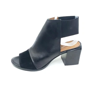 TopShop Peep Toe Block Heel Slingback Black Leather Suede Womens EUR 38/US 7.5 - Picture 1 of 9