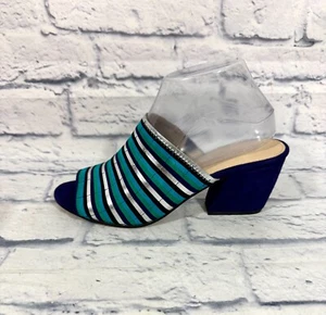 New Botkier Posie Women's 8M Sandals Mules Slip On Suede 3" Heel Blue/Green - Picture 1 of 7