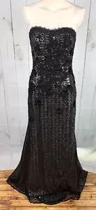 Liancarlo Couture schwarz nude Pailletten Guipure Spitze trägerlos Abendkleid Kleid - Bild 1 von 18