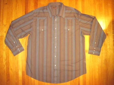 Roper Brown Blue Stripe White Pearl Snap Western Ranch Cowboy Shirt 3XL New - Image 1 of 4