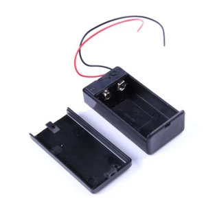 9V Battery Holder w/ Connection Wire Cable And On Off Switch Case Box 6F22 Black - Picture 1 of 5