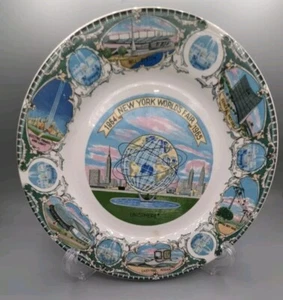 Vintage 1964/65 NEW YORK WORLDS FAIR Multi View Souvenir Unisphere Plate 7" - Picture 1 of 8