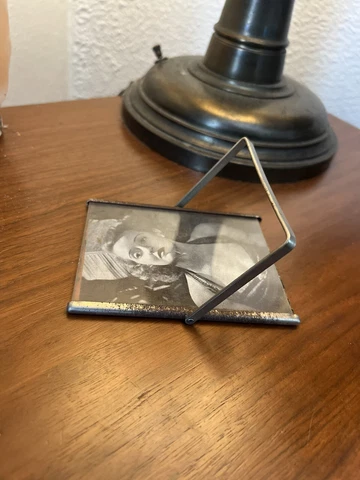 Vintage Mid Century Folding Small Mirror Stand Greta Garbo Portrait Artwork Cover