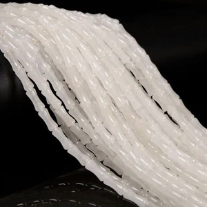Natural White Jade Bamboo Tube Beads Size 5x12mm 15.5'' Strand - Picture 1 of 2