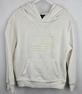 Polo Ralph Lauren Boys Cream Embroidered USA Flag Pullover Hoodie 4/4T - Picture 1 of 6