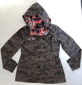 Chaqueta Hurley Hawaiana Doble Pecho Mujer S L Grande Botón Frontal Capucha Camuflada - Imagen 1 de 20