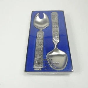 Konge Tinn Pewter Norway 2 Serving Spoons Salad Servers Set Vintage - Picture 1 of 6