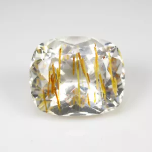 15.08 Ct Natural Multiple Gold Line Rutile Topaz Cushion Top Quality -A1604 - Picture 1 of 2