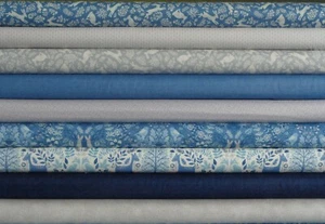FOXWOOD Blue cotton fabric, country wildlife, Makower, various lengths, sewing - Picture 1 of 10