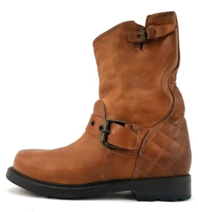 Buttero Frontiera Brown Biker Boots Size US 8.5 Womens Made in Italy - Picture 1 of 12