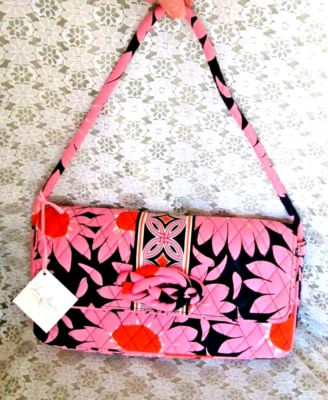 VERA BRADLEY "KNOT JUST A CLUTCH" Loves Me....Navy Pink Floral, Cancer Awareness - Image 1 of 4