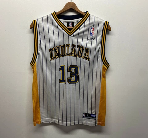 VTG 2000s Indiana Pacers Pinstripe Paul George #13 Retro Jersey YOUTH Large y2k Cover
