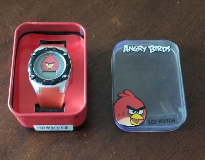 MZB Silver Tone Angry Birds Watch Red Silicone Band NIB - Image 1 of 4