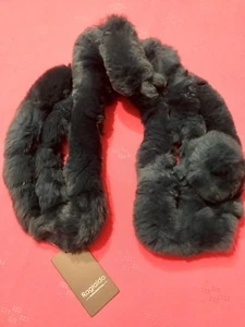 Sciarpa Pelliccia Lapin Blu Verde Petrolio Donna Ragazza Bambina Nuova Affare - Foto 1 di 5