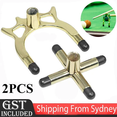 2X Pool Snooker Billiard Table Cue rest cross And spider jigger brass Set Tools - image 1 of 4