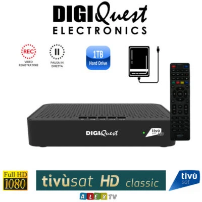 Tivusat Digiquest Q30 HD USB PVR 1TB Italian Decoder + ACTIVATED Smartcard - Image 1 of 4