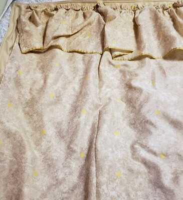 Cortina de ducha de colección con cenefa con volantes, corbatas Swag 72x66 topo y amarillo usada en excelente estado Foto 1 de 4