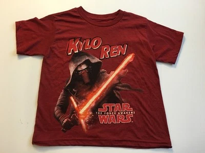 星球大战标志男孩 T 恤尺寸 S 6-7 Kylo Ren — 第 1/2 张图片