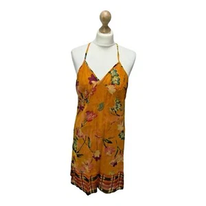 WOMENS Orange Floral Blouse Beach/Sun Dress Size Large 16 EU44 Vintage - Picture 1 of 11