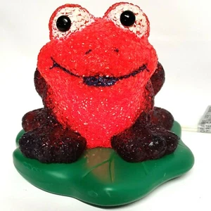 Rubber Frog Lamp Nightlight Lamp Light Red Black Frog Green Lily Pad 1970"s - Picture 1 of 12