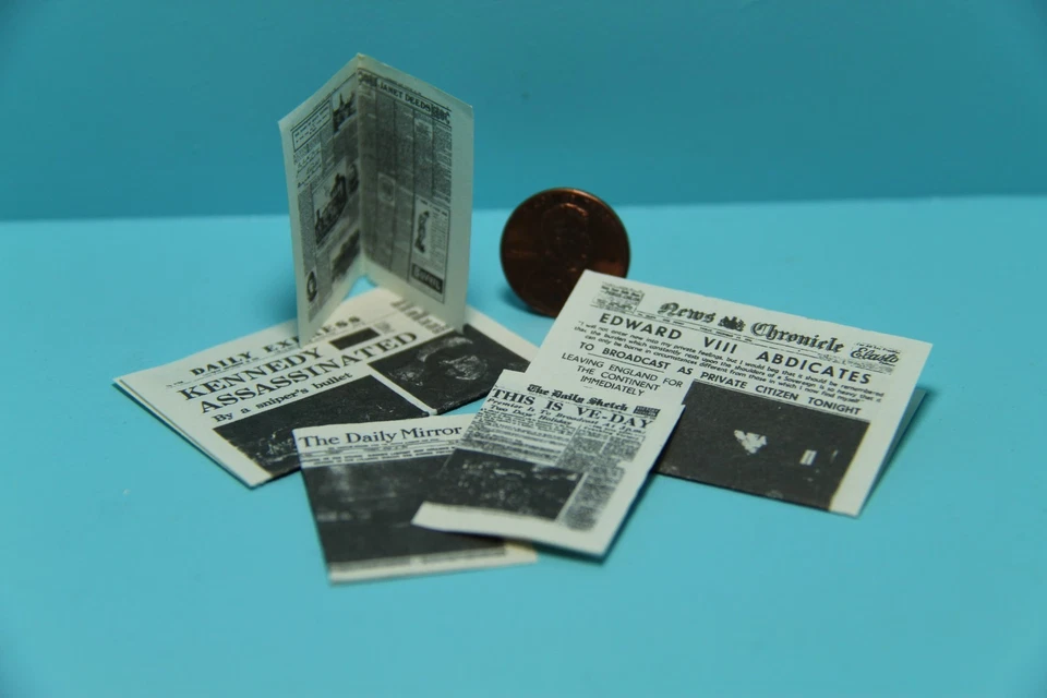HANDLEY Dollhouse Miniature Newspapers with Real Print on All Sides IM65334