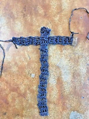 Gargantilla collar accesorio cuero hecho a mano corbata alta costura moda Foto 1 de 4