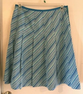 Geoffrey Beene Sport a-line skirt size 10, Blue striped, pleated -791 - Image 1 of 4