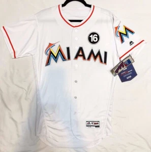 Majestic AUTHENTIC SIZE 48 XL, MIAMI MARLINS WHITE FLEX BASE ON FIELD JERSEY - Picture 1 of 1
