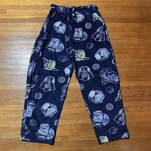Star Wars Pajama Pants Size 30-32 X 29 Stretch Waist Blue Logo Lounge Drawstring - Picture 1 of 11