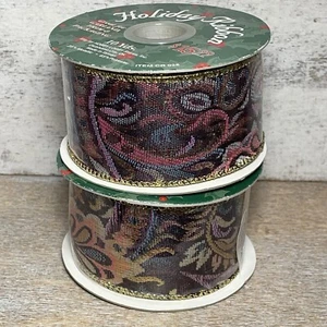 Lot of 2 Hobby Lobby Decorative Holiday Wired Edge Ribbons 10 Yds Each Brand New - Picture 1 of 24