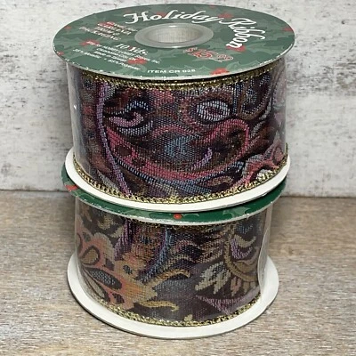 Lot of 2 Hobby Lobby Decorative Holiday Wired Edge Ribbons 10 Yds Each Brand New - Image 1 of 4