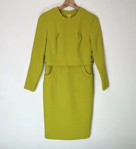 Ivy Moda Womens Size M Dress Long Sleeve Below Knee Pockets Lined Chain Detail - Picture 1 of 8
