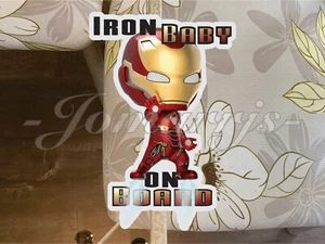 Linda calcomanía adhesiva de vinilo personalizada Chibi Iron Man bebé a bordo Marvel Tony Stark - Imagen 1 de 3