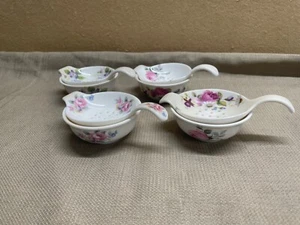 Juego de 4 coladores de té con cuencos estampado floral vintage porcelana ornamentada - Imagen 1 de 21