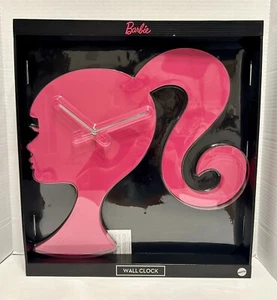 New Mattel Barbie Silhouette Pink Wall Hanging Clock 18" Analog - Picture 1 of 3