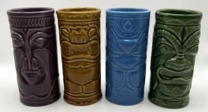 Tiki Vintage 2001 Accoutrements Ceramic Mug glass Bars Barware Set of 4 - Picture 1 of 7