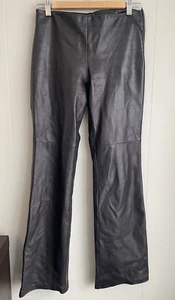 Danier Black Genuine Leather Pants Slight Flare Women’s Size 2 US Canada Made - Picture 1 of 7
