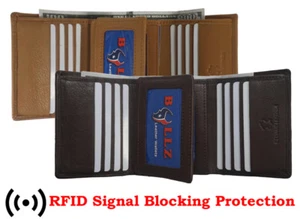 Men's Slim Leather Trifold Wallet RFID Blocking Credit Card ID Holder - Picture 1 of 27