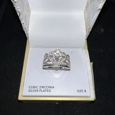 Charter Club 精美银盘水晶皇冠戒指,7,8 — 第 1/4 张图片