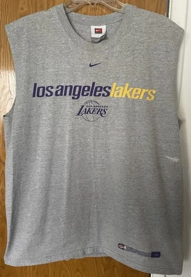 Camisa De Colección Y2K Nike Los Angeles Lakers Sin Mangas Talla L Gris NBA Center Swoosh Foto 1 de 4
